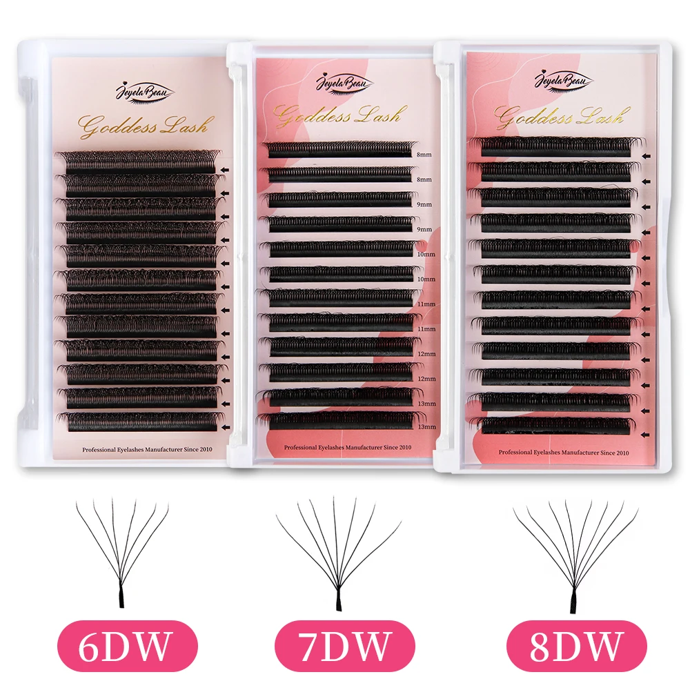 Diosa W forma Bloom 6D/7D/8D floración automática 6DW forma ventiladores prefabricados ventiladores de volumen prefabricados extensiones de pestañas Natural suave