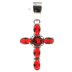 Buy 4 Get 1 Free 30x15mm 2.3g Cross Multi Color Aquamarine Pink Morganite Blood Ruby Mystic Topaz Silver Pendant