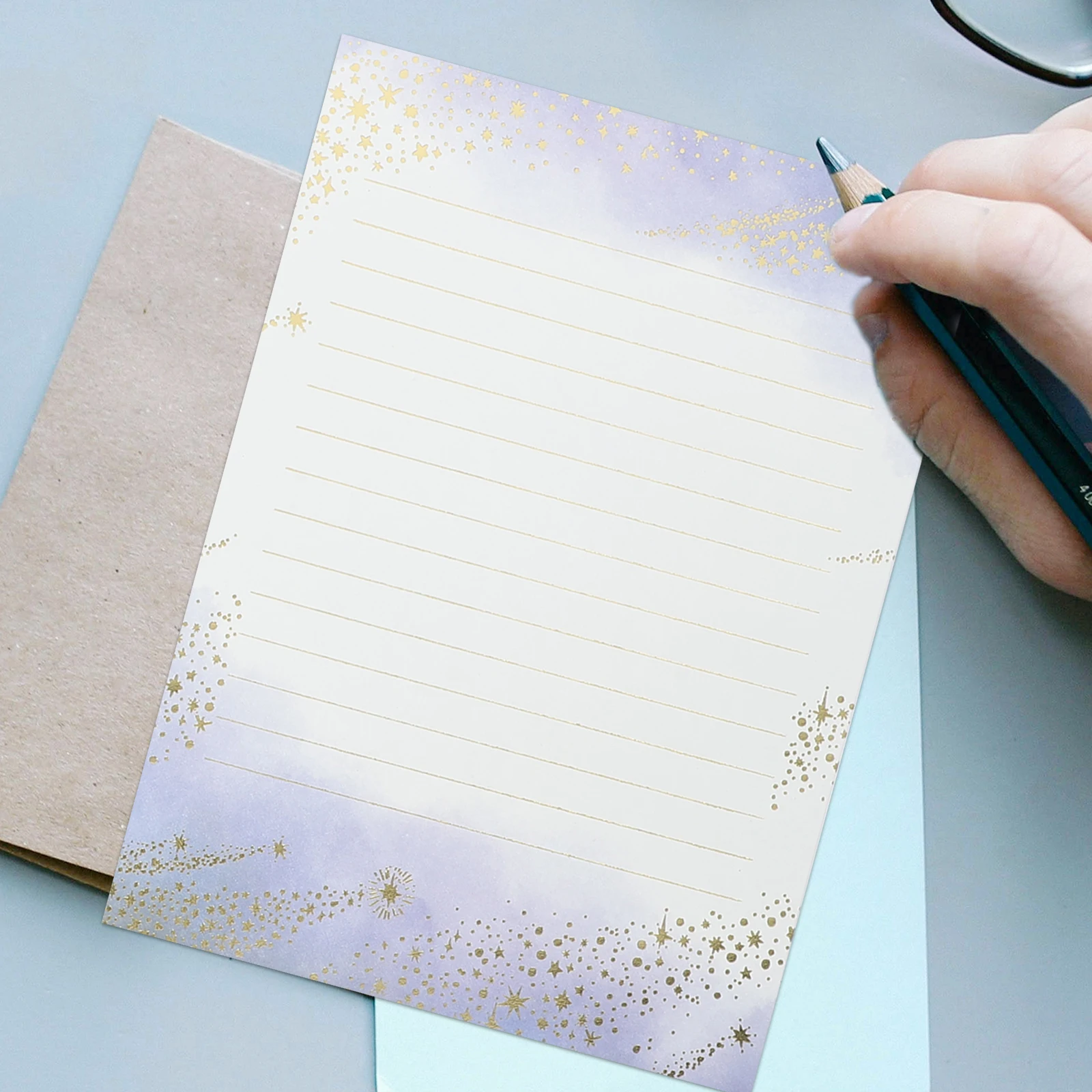 

24 Sheets A5 Gold Foil Letterhead Thick Vintage Floral Stationery Paper for Scrapbooking Invitations Calligraphy Certificates