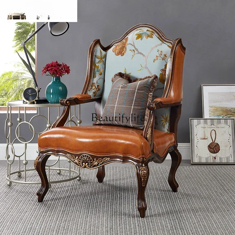 

09light solid wood single sofa chair living room tiger chair