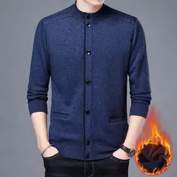 Boyfriend Round Neck Solid Color Button Sweater Knitted Long Sleeve Cardigan Men's Clothing Coats Autumn Winter Retro Tops