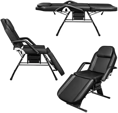 Omysalon Massage Salon Tattoo Chair Esthetician Bed With Beauty Basket, Professional Tattoo Table Salon Spa Equipment For