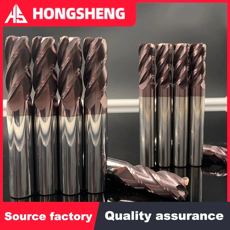 HRC62 Corner Radius End Mill  4 Flutes R0.5 R1 R2 Bullnose CNC Tungsten Carbide Steel Cutter Surface Machining Metal Router Tool