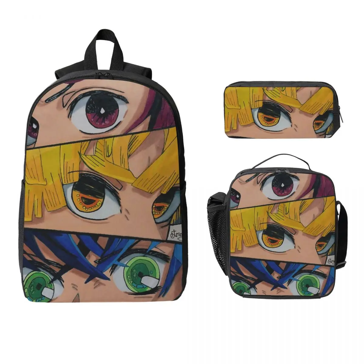 

Tanjiro,Zenitsu,Inosuke (Kimetsu No Yaiba) Backpack BookBag School Bag Laptop Shoulder Bags 3ps Insulated Lunch Bag Pencil Case