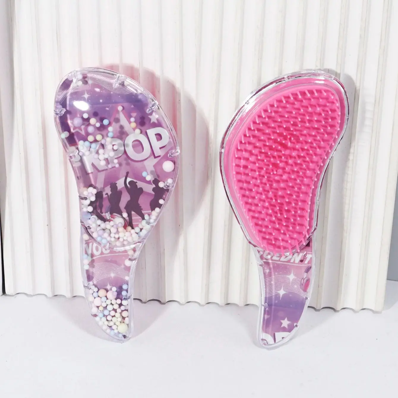 Scalp Massage Exfoliating Hair Brush, Dolphin Style with KPOP Pattern, Compact and Portable, Special for Real Hair Wigs