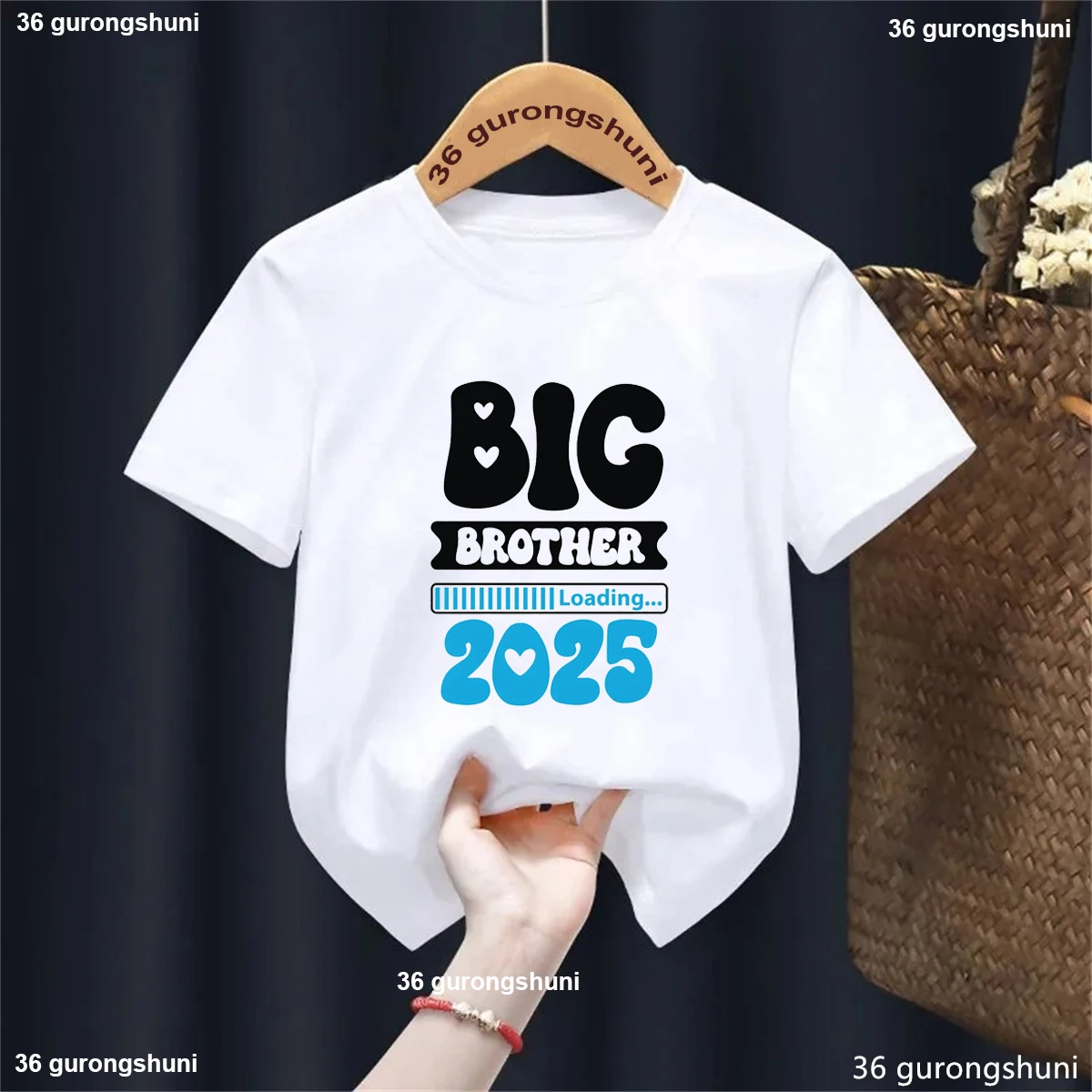 Big Brother Loading 2025 Letter Printed Tshirt Boys Funny Kids Clothes Harajuku Kawaii Children'S Clothing T-Shirt Streetwear