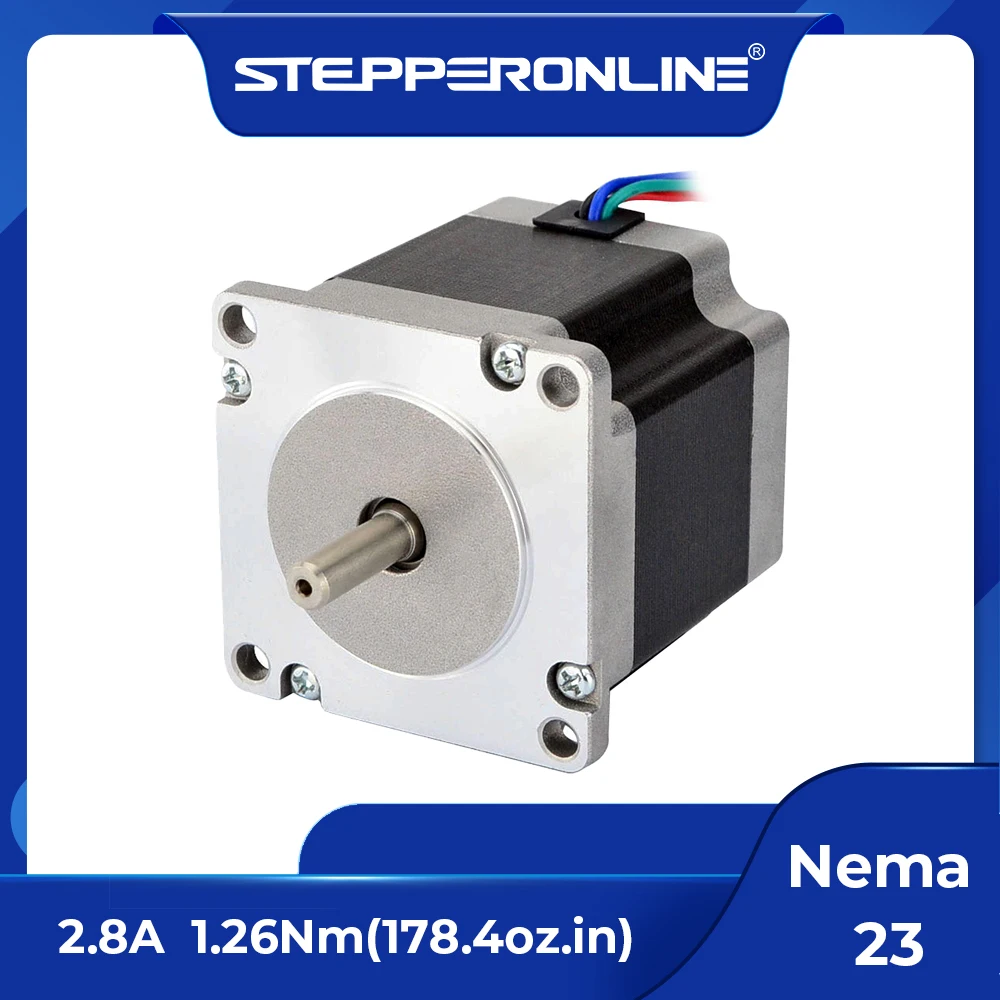 STEPPERONLINE Nema23 스테퍼 모터 0.9deg 1.26Nm 바이폴라 57 스텝 모터 57x56mm 2.8A CNC 밀링 선반 라우터용 4리드