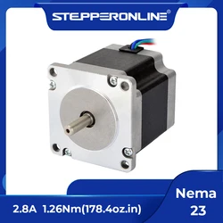 STEPPERONLINE Nema23 스테퍼 모터 0.9deg 1.26Nm 바이폴라 57 스텝 모터 57x56mm 2.8A CNC 밀링 선반 라우터용 4리드
