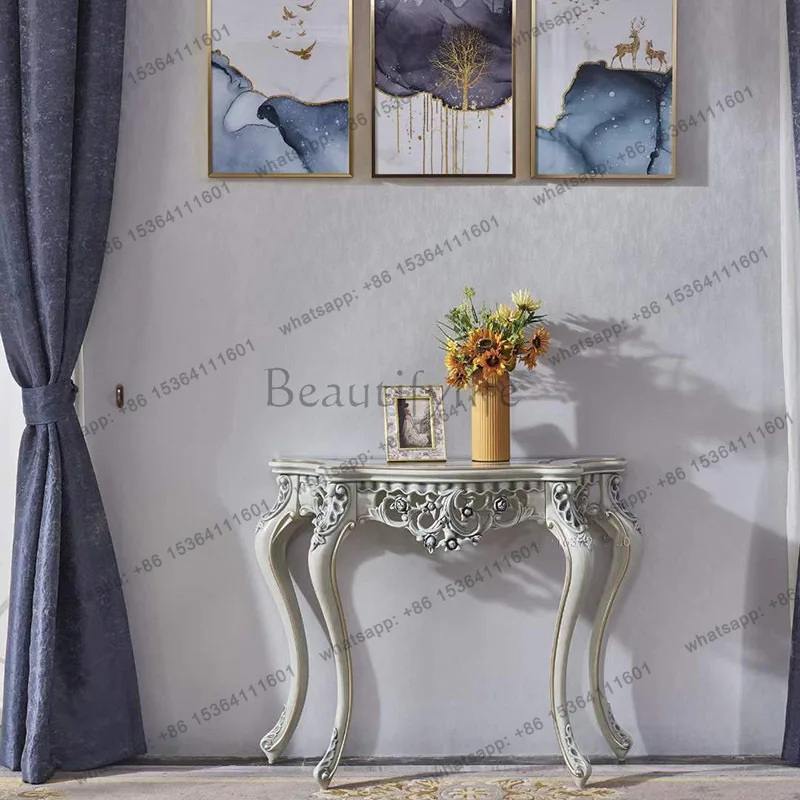 European birch neoclassical entrance champagne gold entrance table living room furniture