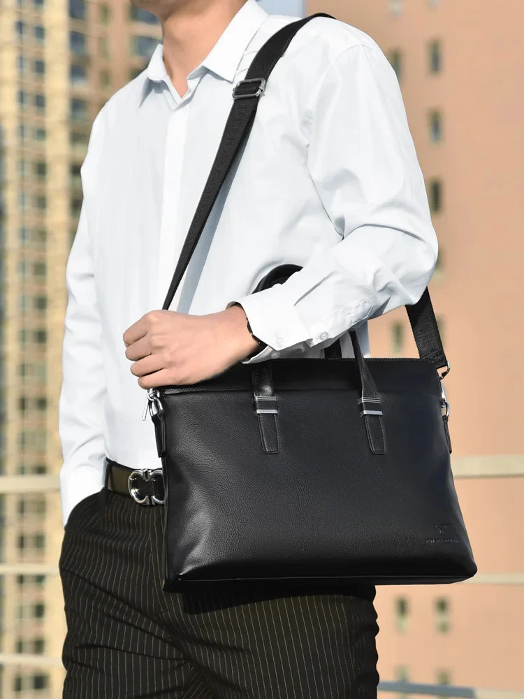 Men'S Briefcase Handbag Laptop PU Leather High Quality Shoulder Office Business Commuting Messenger Crossbody Side Designer Bag