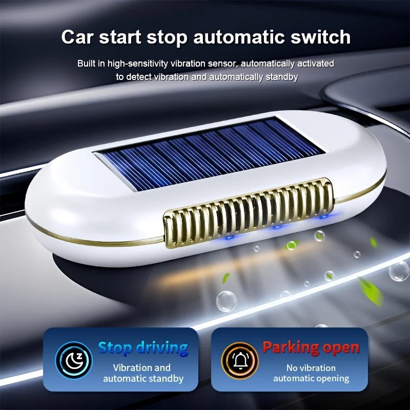 Solar Car Air Purifier, Dual Power, 10-15 Days, Auto, Odor Removal, No Filter, P D&S, Gift For Car Lovers