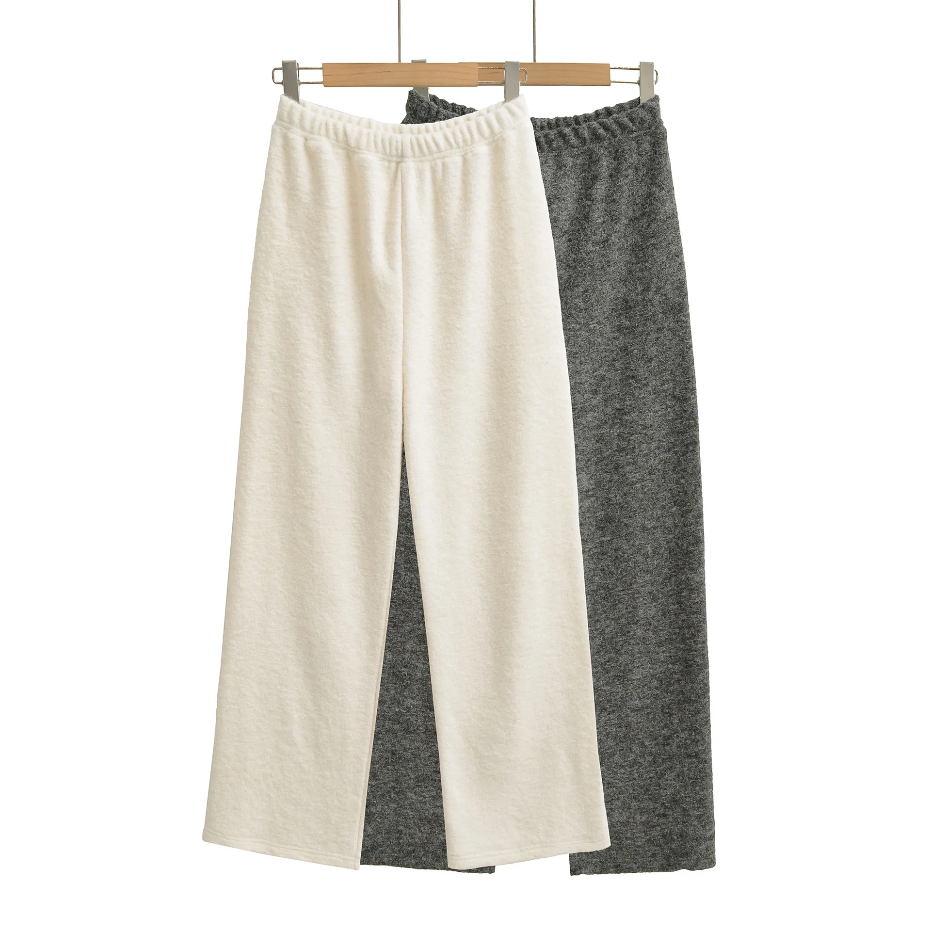 Autumn Winter Cashmere Casual Pants Women 2025 New High Waist Versatile Slimming Loose Fit Sports Lazy Style Straight Wide X5RD