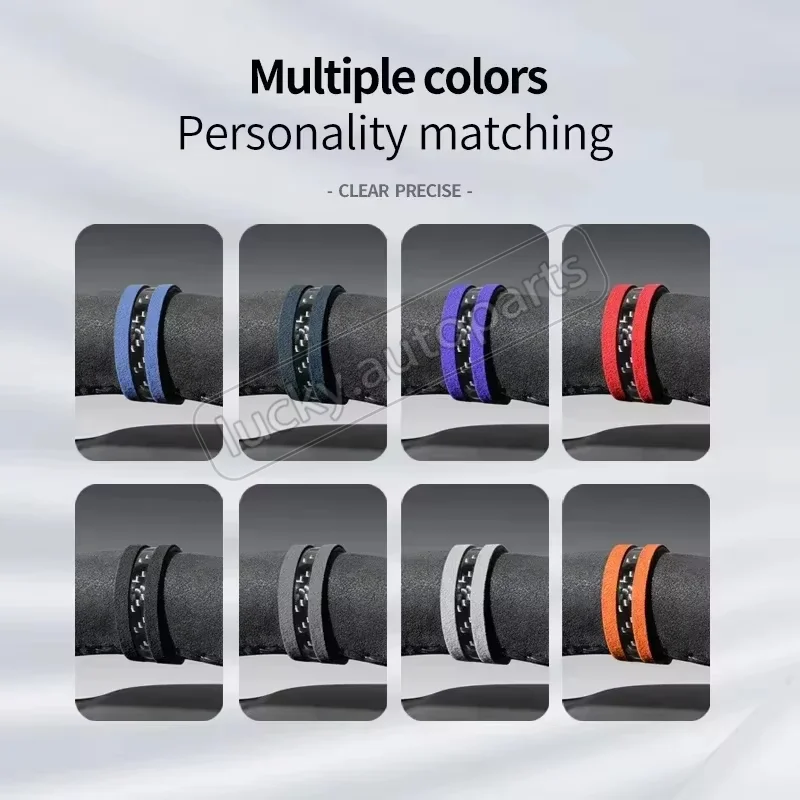 مصنوعة من الكانتارا العالمي لتقوم بها بنفسك عجلة توجيه سيارة العلوي ماركر مركز خط ملصق مائي الكسوة ل BYD ليوبارد 5 8 2024 2025 اكسسوارات