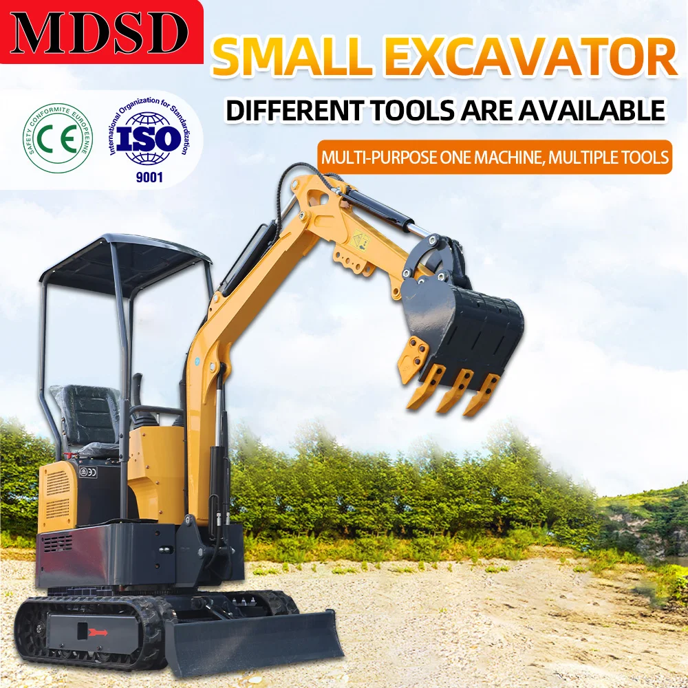 MD-15 Mini Escavatore Strumenti Euro 5 EPA CE Mini Bagger Mini Escavatore idraulico da giardino agricolo da 1,8 tonnellate con spedizione DDP a basso prezzo