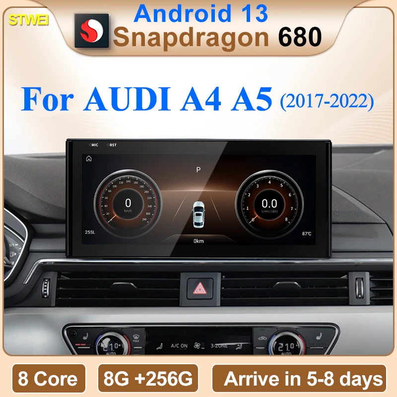 STWEI Qualcomm Snapdragon 680 6225 2.4GHz Bezprzewodowy CarPlay Auto dla AUDI A4 A5 B9 Odtwarzacze Multimedialne Samochodowe Wideo GPS Bluetooth