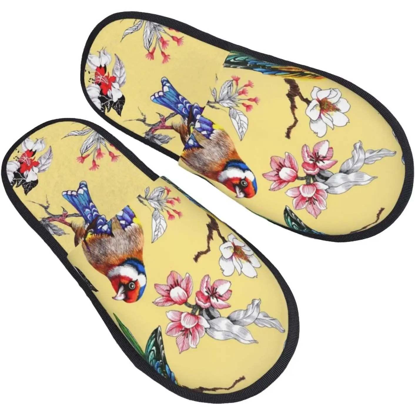 

Женские нечеткие тапочки с яркими птицами, теплые меховые тапочки с нескользящими зимними домашними и уличными плюшевыми домашними тапочками без шнуровки