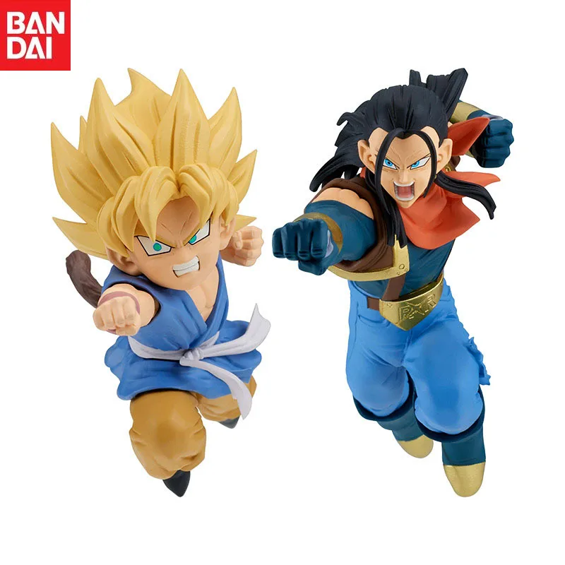 In Stock Bandai Original Anime Dragon Ball GT Competitor Son Goku Android 17 Action Figure Model Holiday Gifts