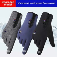 Winter Warm Gloves Windproof Anti-Slip Motocycle Gloves Thicken Plush Thermal Waterproof Touchscreen Reflective Driving Gloves