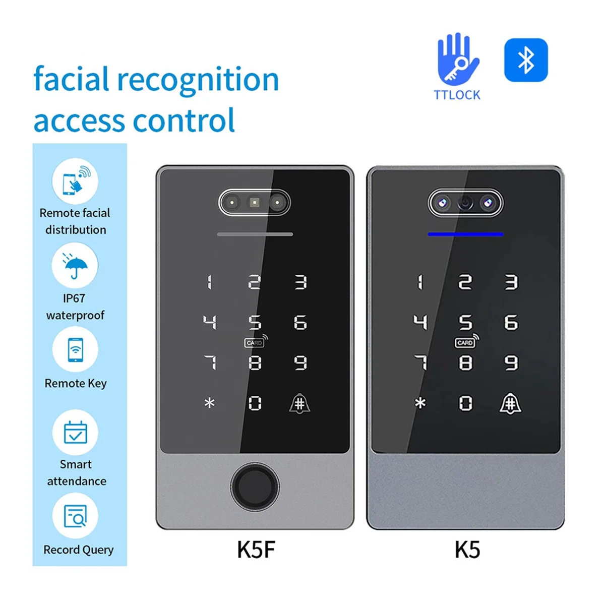 A93P TTLock Face Recognition Access Control Keypad Standalone Waterproof Fingerprint Access Controller for Door Lock-B