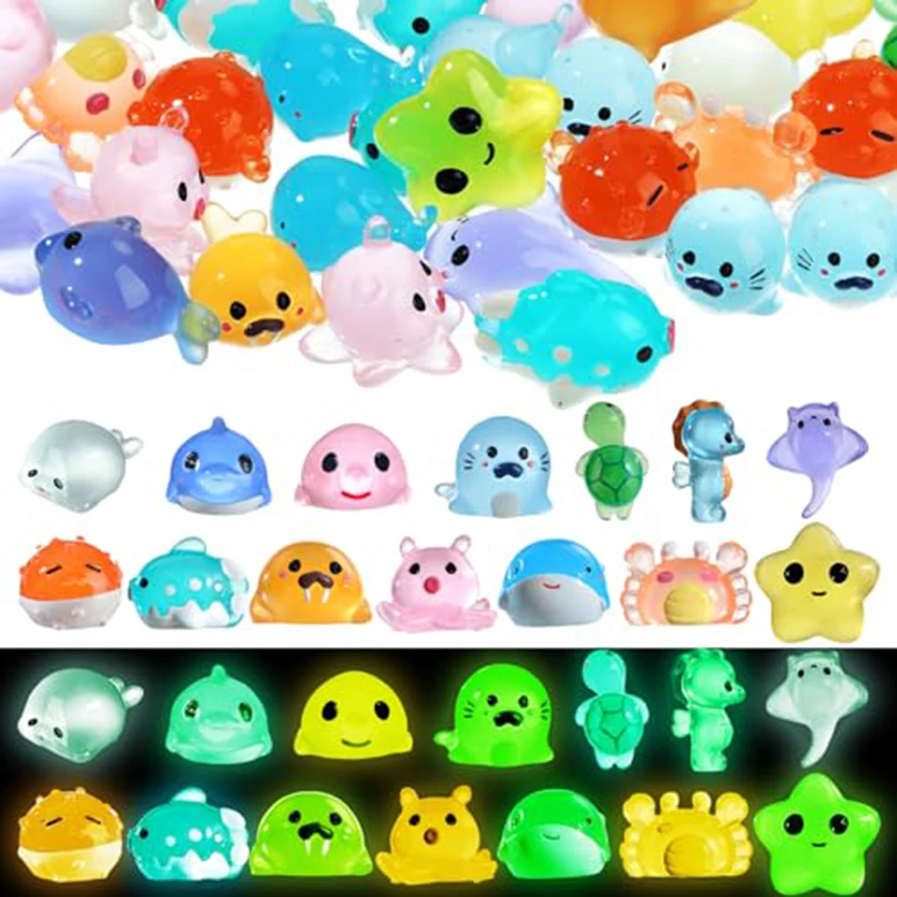 

50pc Luminous Mini Cat Figurines Resin Tiny Cat Animal Glow In The Dark Ornaments For DIY Home Decor