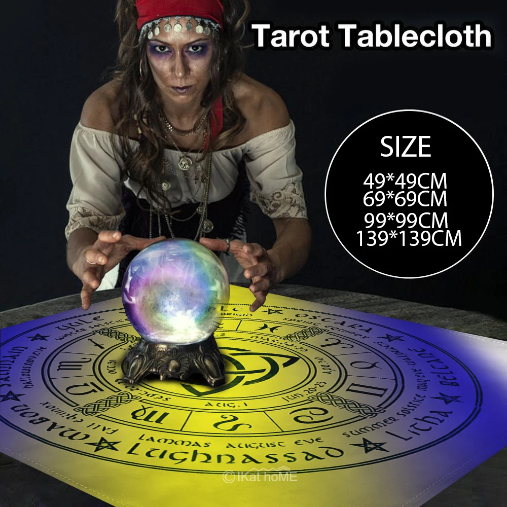 Blauw Geel Altaar Doek Fluwelen Tarot Tafelkleed Keltische Knopen Constellation Kompas Runen Heks Wicca Hekserij Oracle Card Pad