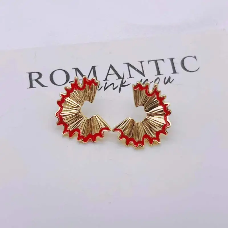 Irregular Geometry Pencil Scraps Alloy Earrings Piercing For Women Jewelry Gift Funny Punk Ear Studs - view 3