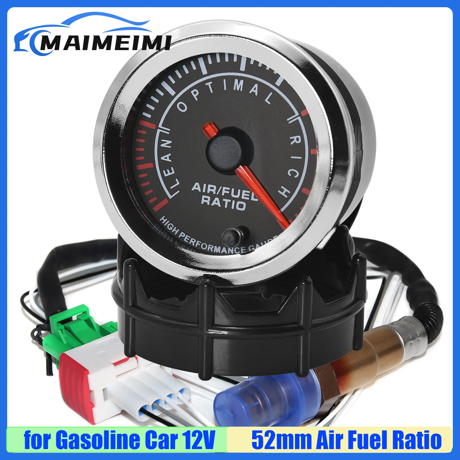 7 Color LED 52mm Air Fuel Ratio Gauge Narrowband Oxygen O2 Sensor OE 0258006028 Pointer AFR Meter for Gasoline Racing Car 12V