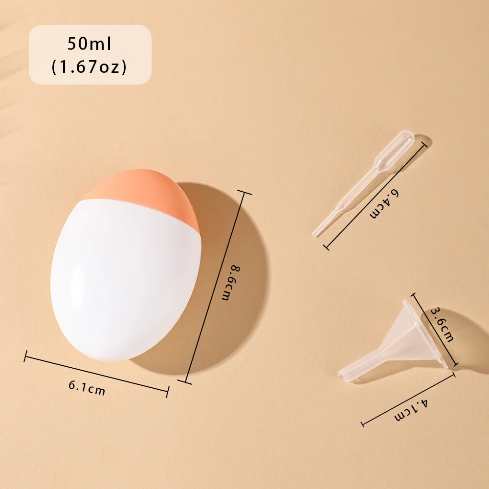 2 個 50 ミリリットルホワイト & オレンジキャップ卵型 PE 空のローションプラスチックボトルセット詰め替え旅行容器日焼け止め化粧品用