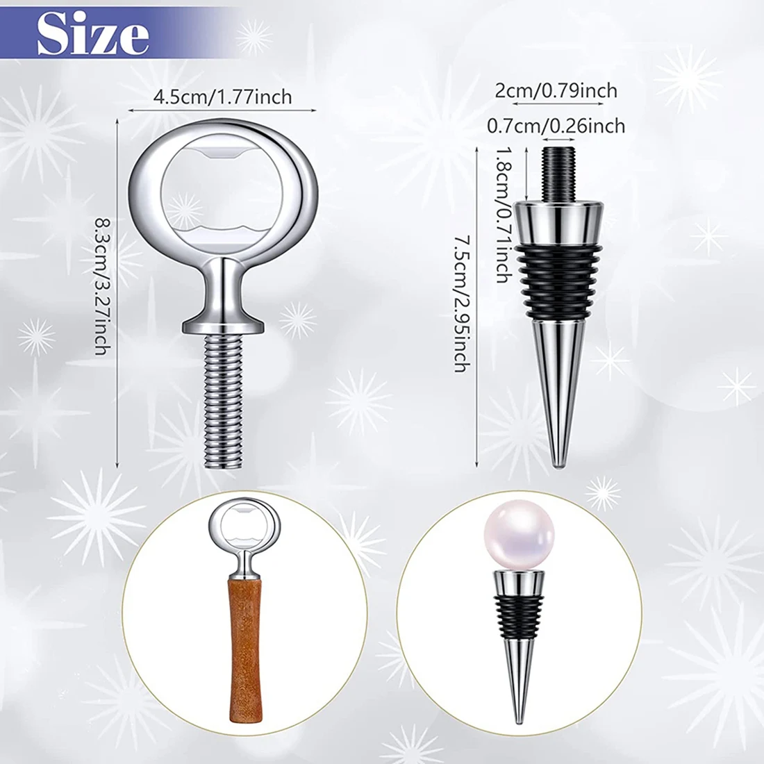 10Pcs Wine Stopper and 5Pcs Blank Bottle Opener Bottle Opener Inserts Set Hardware for Wedding Party Turning DIY Project