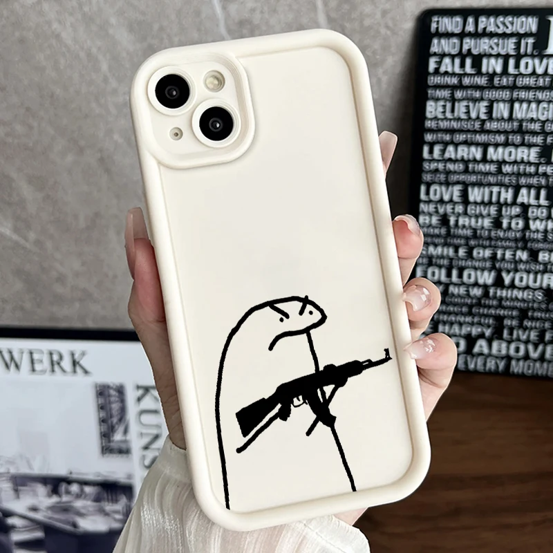 Cartoon Line Man For Apple iPhone 15 14 13 12 11 Mini XS XR X 8 7 Pro Max Plus Soft Eye Ladder Phone Case