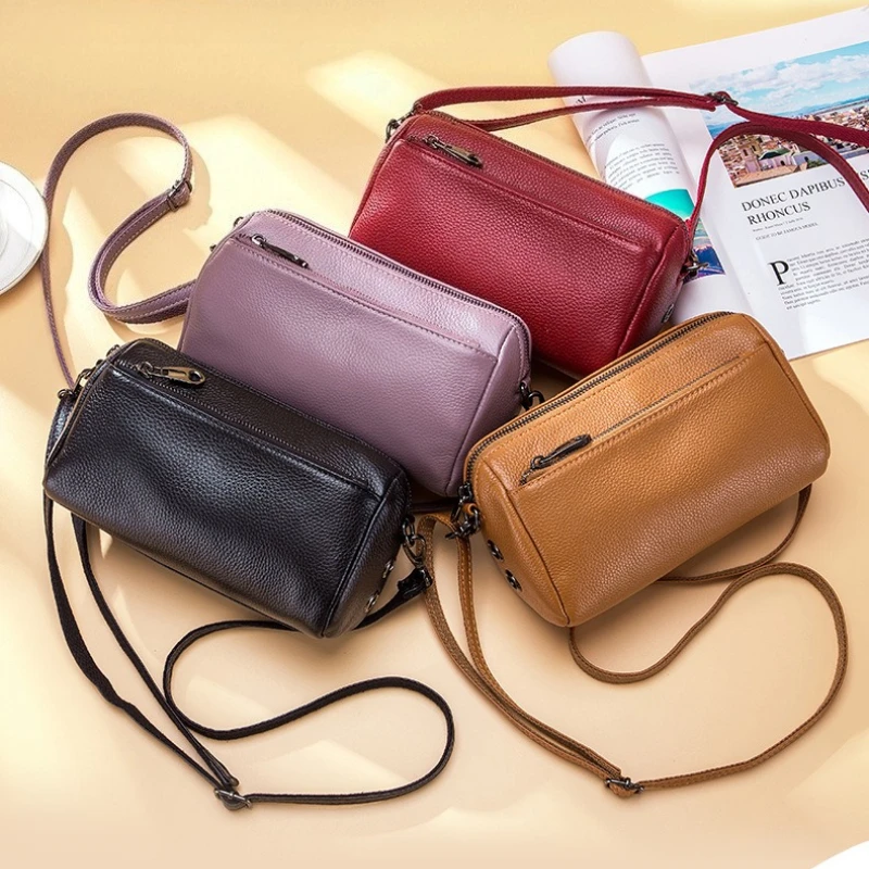 

Crossbody Pillow Bag Soft Genuine Leather Women's Multifunctional Casual Versatile Small Shoulder Bag Ladies' Simple Phone Bag