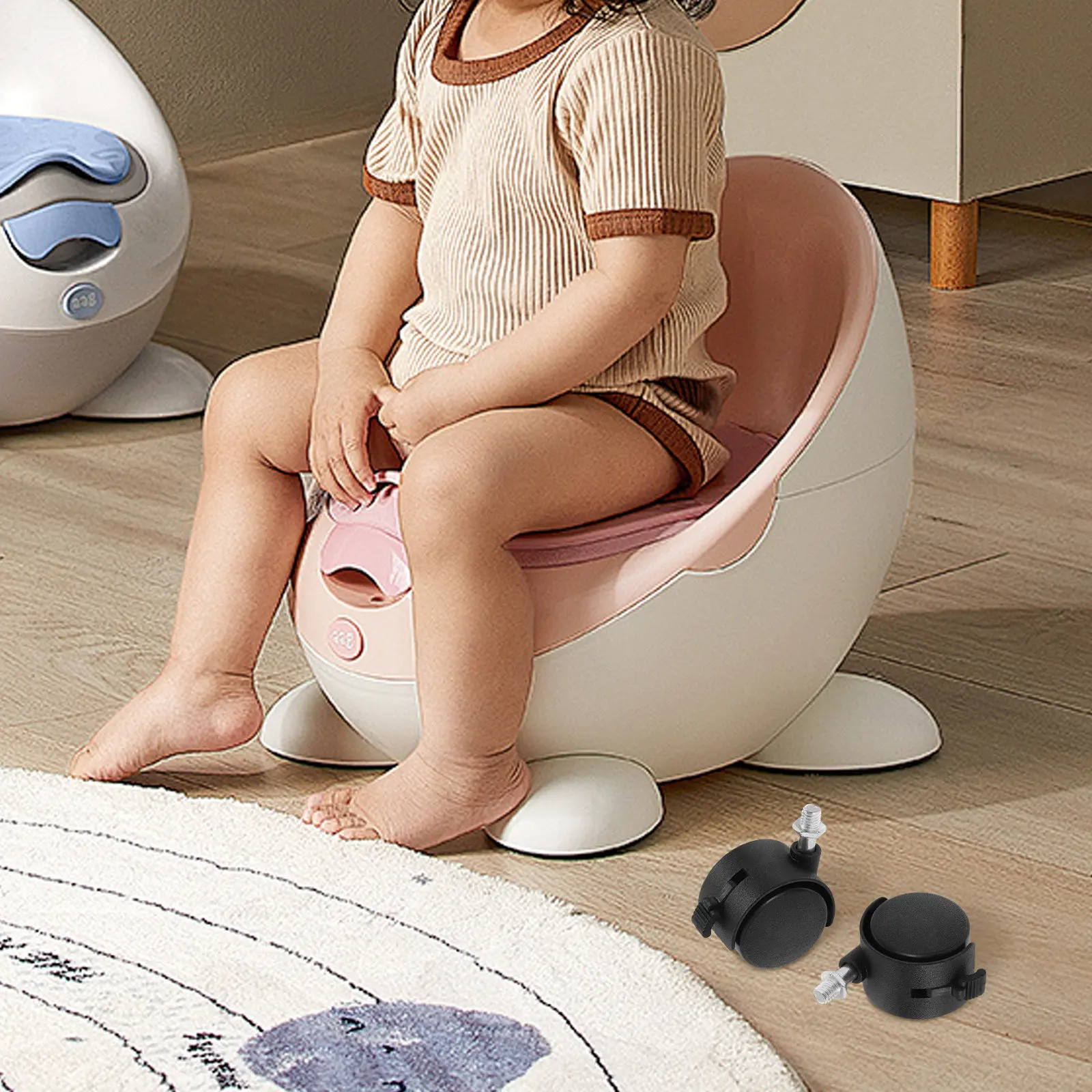 2Pcs Baby Bath Seat Caster Wheels Replacement Plastic Swivel Locking Wheels Baby Chair Accessories Universal Fit Smooth Mobility