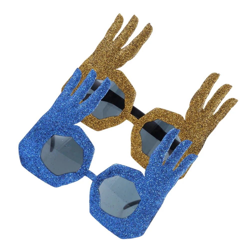 

2Pcs Ok Finger Shaped Funny Glasses for Dance Party Masquerade Summer Luau Party Costume Eyewear Cheistmas Glasses