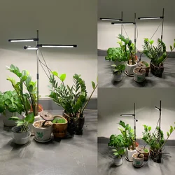 Luces de cultivo para plantas de interior, lámpara adicional de espectro completo, altura ajustable, temporizador automático multidireccional, 3H, 9H, 12H