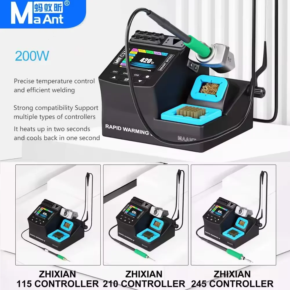 MaAnt ZHIXIAN 245/210/115 C210 200 Вт Высокомощный цветной экран Сварочная станция с цифровым дисплеем Быстрое разогрев Паяльная станция MaAnt ZHIXIAN 245/210/115 C210 200 Вт Высокомощный цветной экран Сварочная станция с цифровым дисплеем Быстрое разогрев Паяльная станция