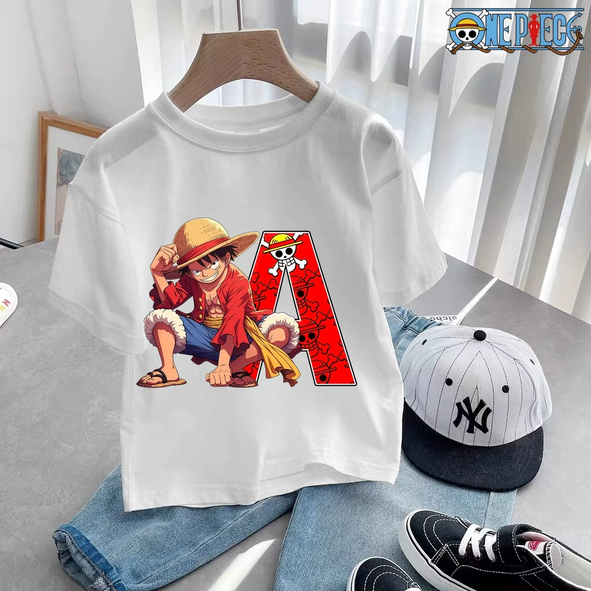 

Summer Fashion Kid Anime One Piece Luffy Letter A-Z T Shirt Boy Clothing Kids Boys Children T-shirt Short Sleeve Tops Tees Gift