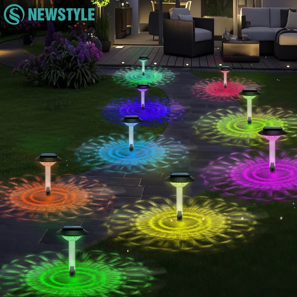 

Солнечные фонари, уличные водонепроницаемые меняющие цвет, теплые белые солнечные фонари, водонепроницаемые фонари для кольев, садовые дорожки, заднего двора