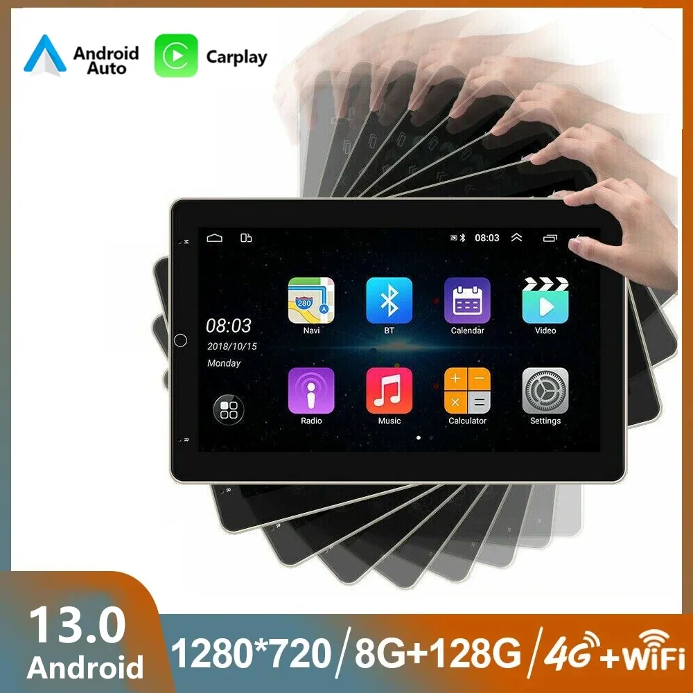 

10" Rotatable Vertical Car Radio Multimedia Player Android 13 Carplay autoradio 2 din Stereo gps For Nissan Toyota Kia VW Honda