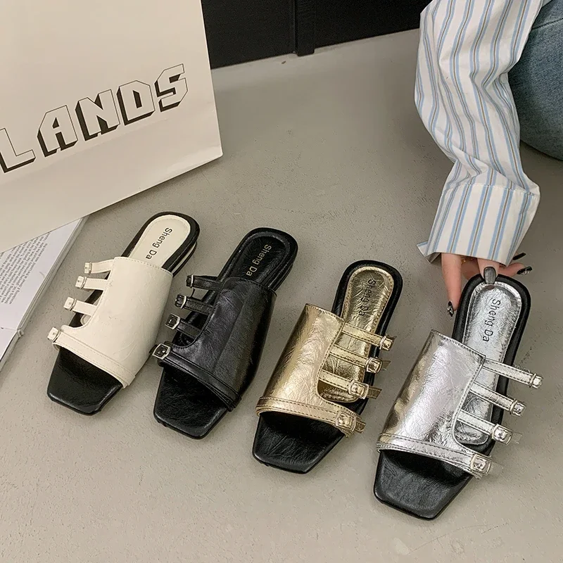 

Новые модные женские тапочки на плоской подошве с узлом-бабочкой, женские летние пляжные шлепанцы с квадратным носком, сандалии для женщин