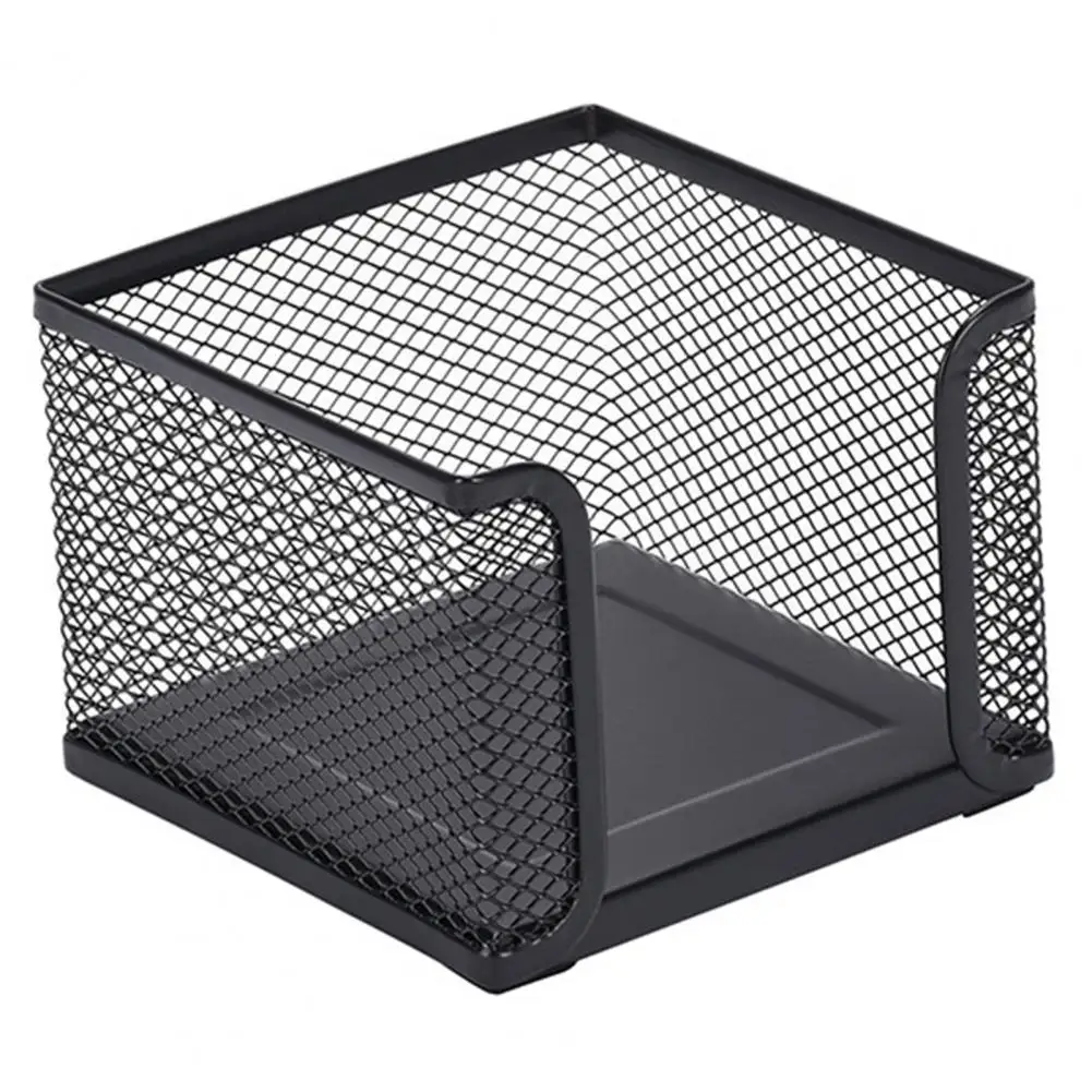 Office Stationery Desk Organizer Mesh Collection Pen Holder Note Pad Organizer Box Black Heavy Duty Metal Sticky Note Container