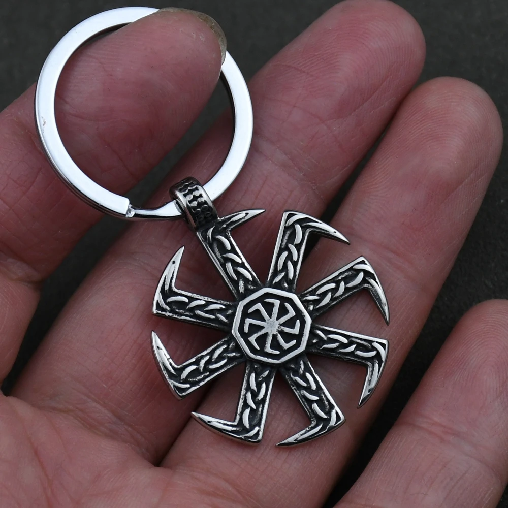 Viking Kolovrat Knot Keychain Nordic Talisman Runes Pendant Slavic Scandinavian Jewelry Men Punk Amulet Gift Dropshipping