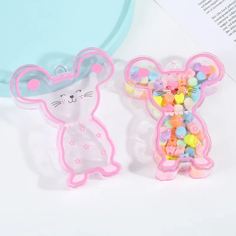 Portable Mini Transparent Cartoon Animal Shape Jewelry Storage Box Lovely Girl Heart Cosmetic Organizer Office Desktop Organizer