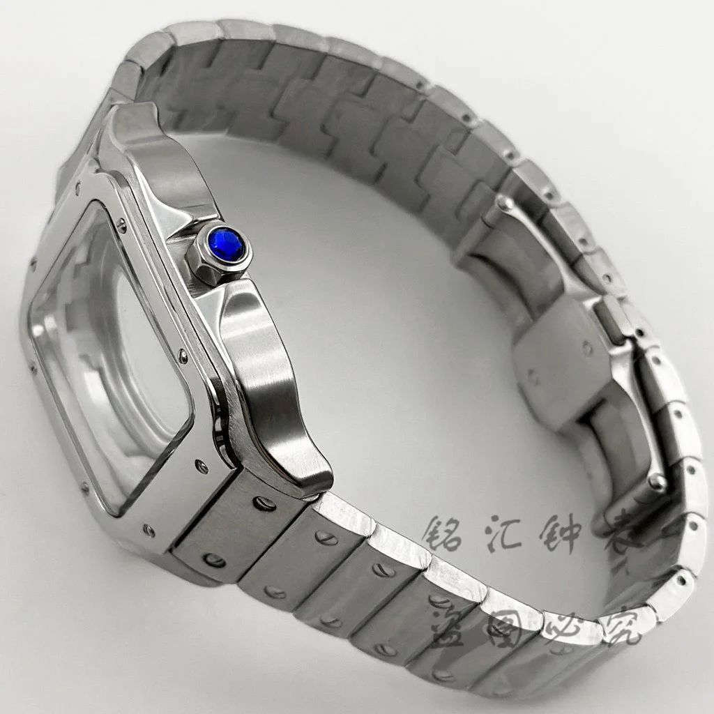 مربع NH35 38 مللي متر ساعة حافظة 316L صندوق ساعة من الفولاذ المقاوم للصدأ أجزاء تعديل سانتوس لحركات NH34 NH35 4R35 NH36 NH38 NH70