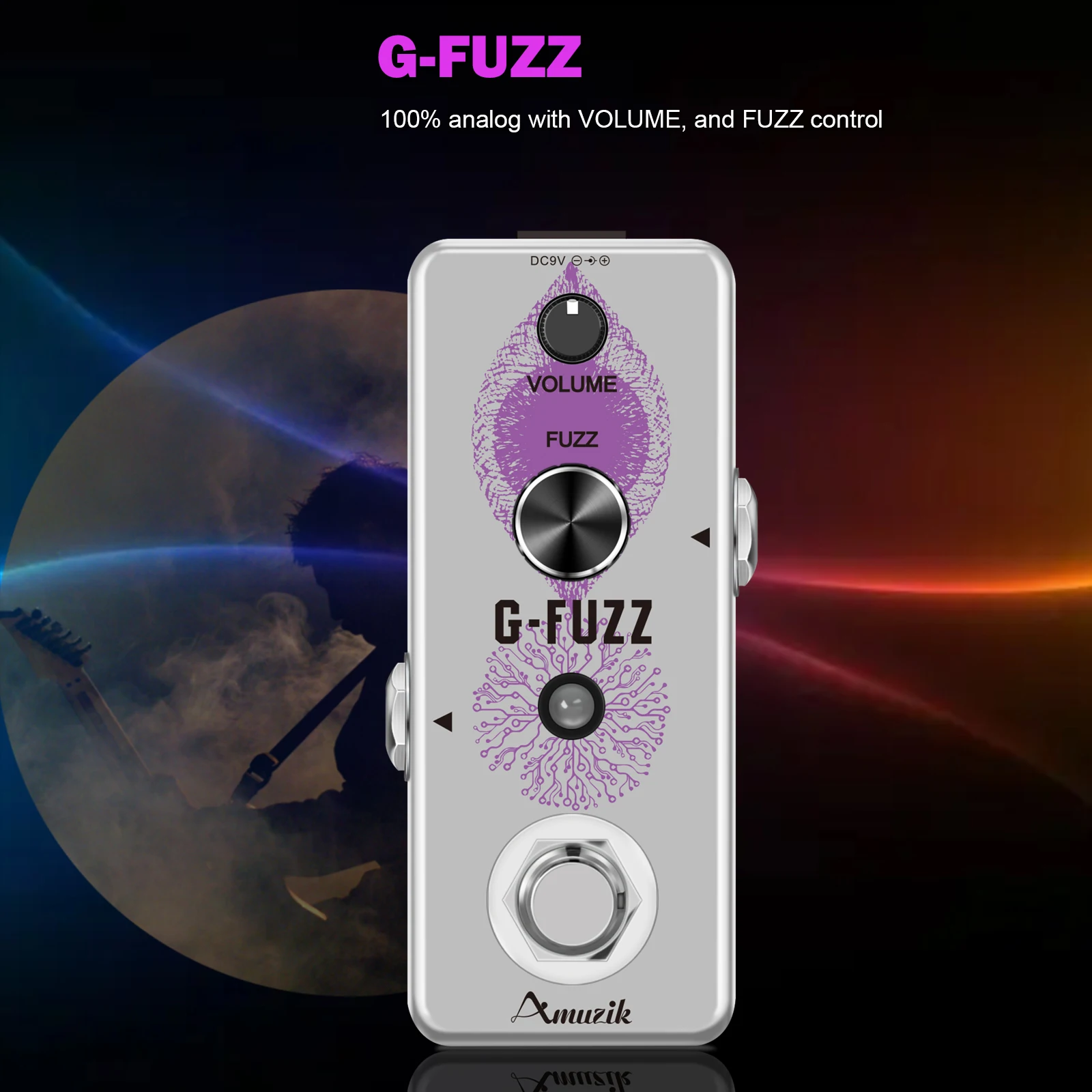 Amuzik G-Fuzz Effect Pedal Analog Fuzz Classic Guitar Effecs Pedals Mini Size Ture Bypass for Pedalboard