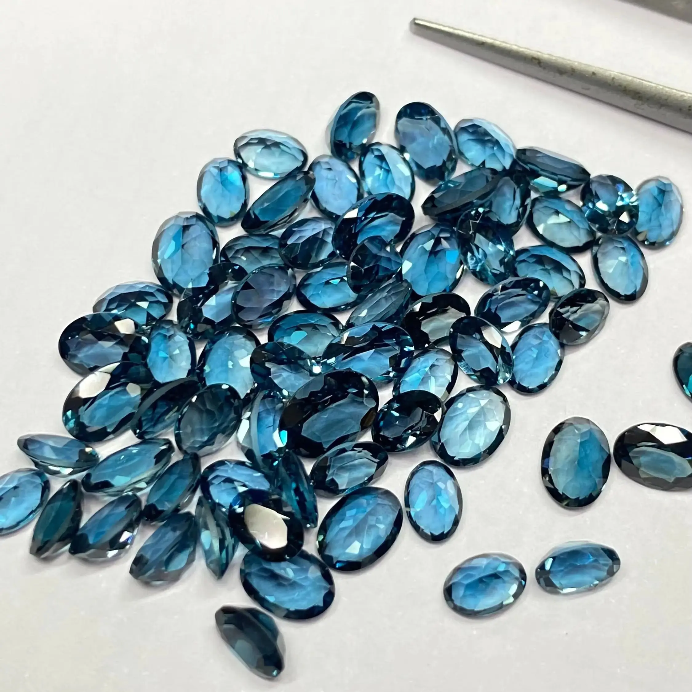 Natural Topaz London Blue Loose Gemstone for Settings Faceted Oval Shape AAA Quality VVS Various Sizes Wholesale Lot