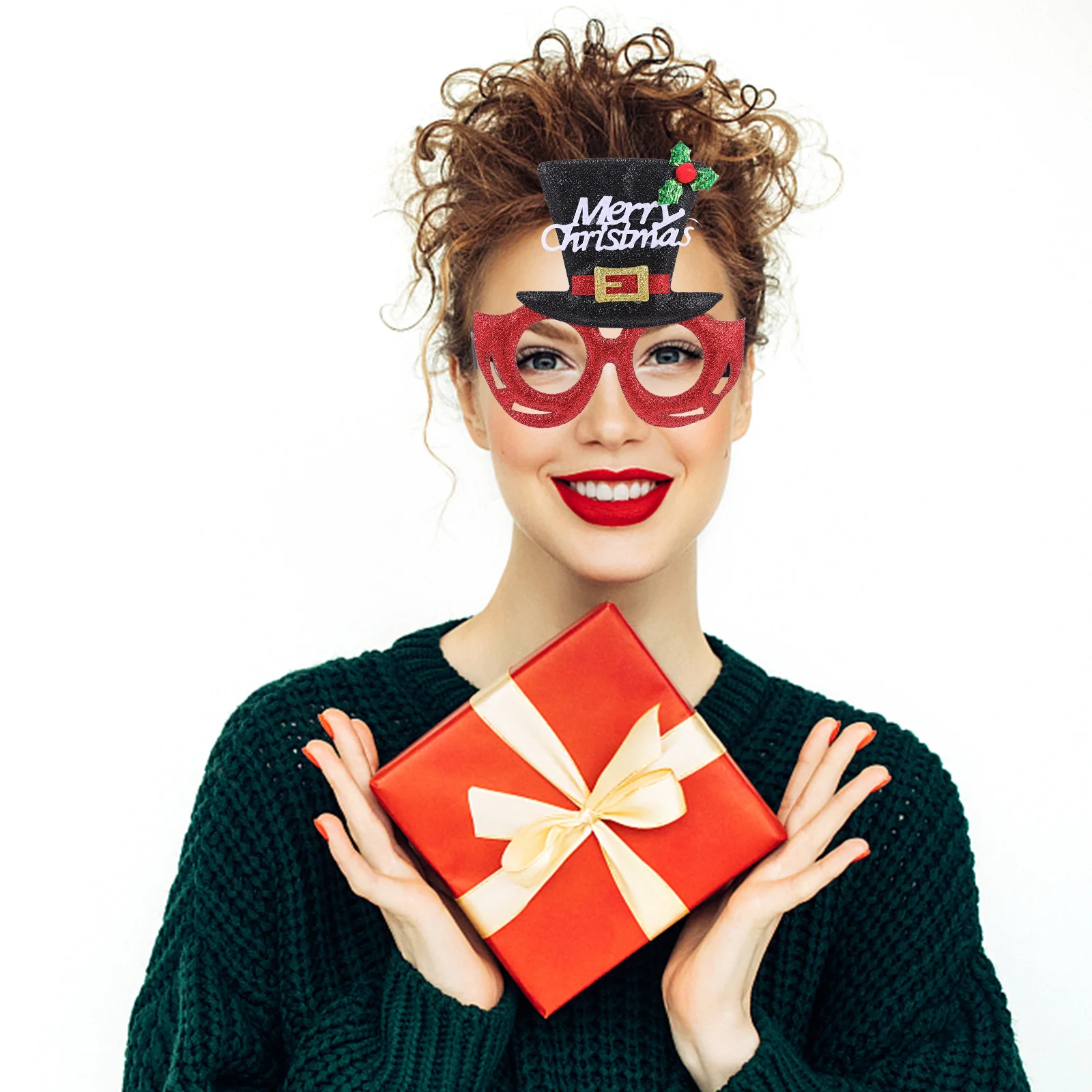

1 Set Christmas Party Headdress Xmas Glasses Festival Decorative Eyewear Novelty Costume Masquerade Cosplay Adult Photo