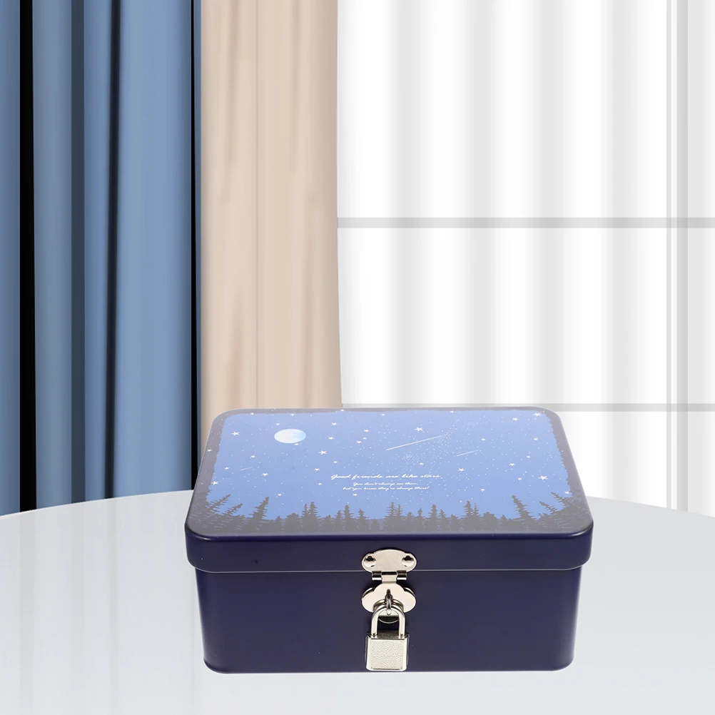 

Tinplate Storage Large Capacity Retro Metal Lock Box for Jewelry Tea Candies Desktop ganizer Multipurpose Keepsake Box Storage