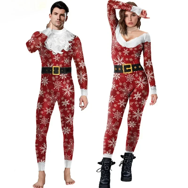 Frauen Cosplay Weihnachten Phantasie Party Kleid Sexy Outfits Schneeflocke Druck Erwachsene Paar Streetwear Maskerade Leistung Kostüme