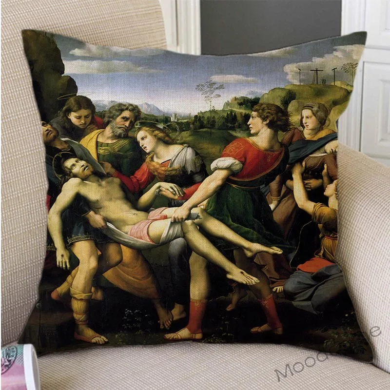 Renaissance Famous Painter Raffaello Santi Raffael Oil Painting Home Decoration Pillow Case The School of Athens Cushion Cover