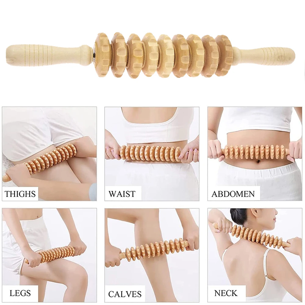 Wooden Massage Guasha Stick Wood Roller Massager Wood Therapy Tool Maderoterapia Kit for Fascia Muscle Pain Relief Body Shaping